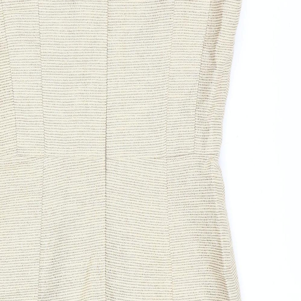 Hobbs Womens Gold Cotton Shift Size 10 Square Neck Zip