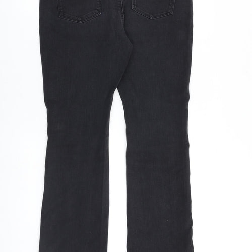 Marks and Spencer Womens Black Cotton Bootcut Jeans Size 14 L30 in Regular Zip