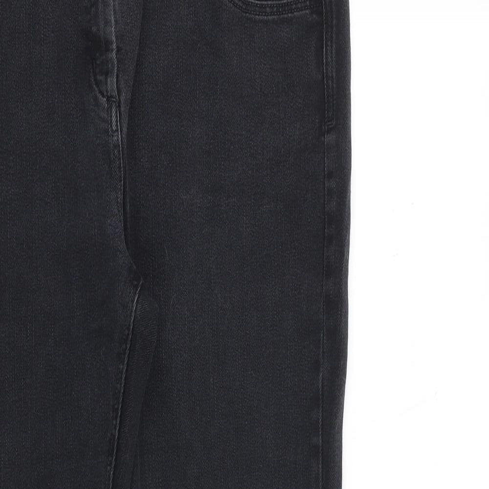 Marks and Spencer Womens Black Cotton Bootcut Jeans Size 14 L30 in Regular Zip