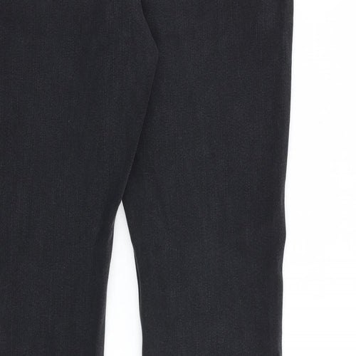 Marks and Spencer Womens Black Cotton Bootcut Jeans Size 14 L30 in Regular Zip