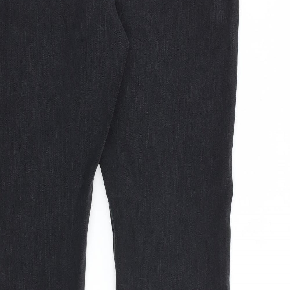 Marks and Spencer Womens Black Cotton Bootcut Jeans Size 14 L30 in Regular Zip