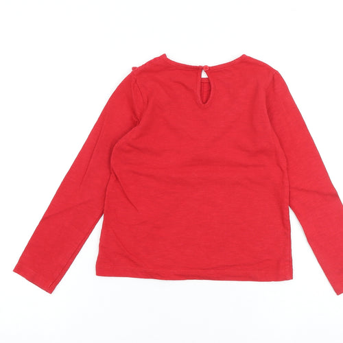 St Bernard Girls Red 100% Cotton Basic T-Shirt Size 6-7 Years Round Neck Button