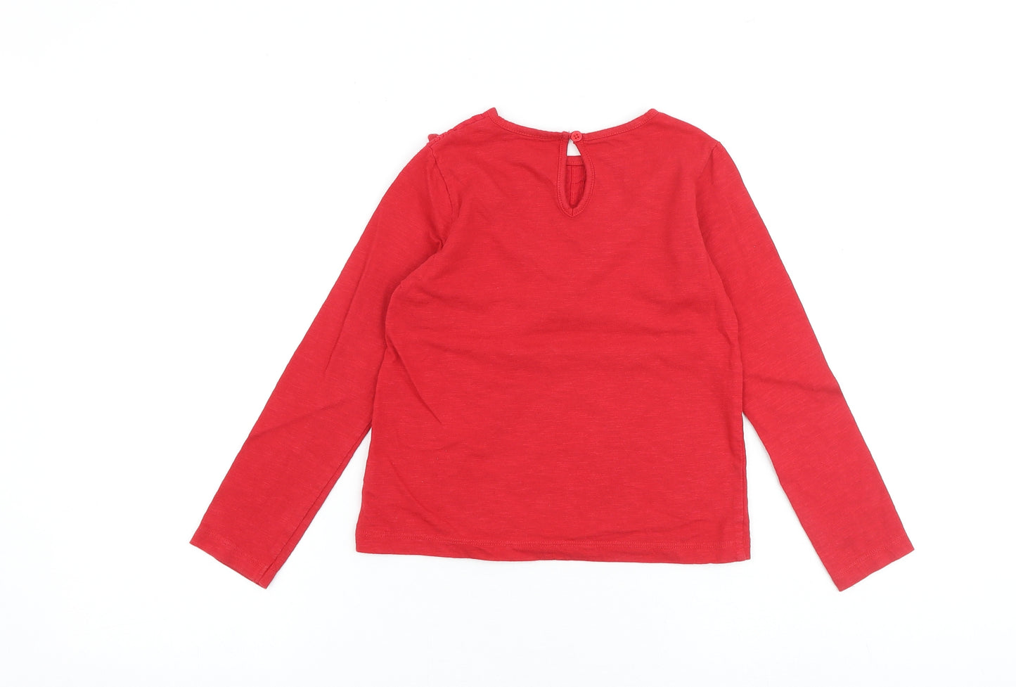 St Bernard Girls Red 100% Cotton Basic T-Shirt Size 6-7 Years Round Neck Button