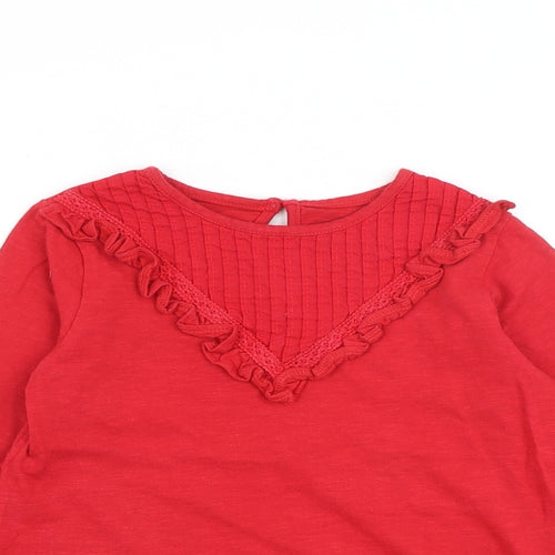 St Bernard Girls Red 100% Cotton Basic T-Shirt Size 6-7 Years Round Neck Button