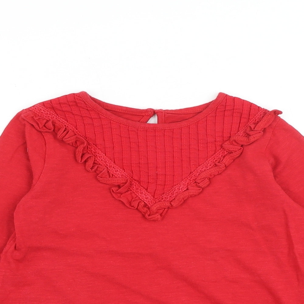 St Bernard Girls Red 100% Cotton Basic T-Shirt Size 6-7 Years Round Neck Button
