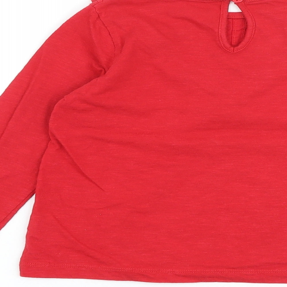 St Bernard Girls Red 100% Cotton Basic T-Shirt Size 6-7 Years Round Neck Button