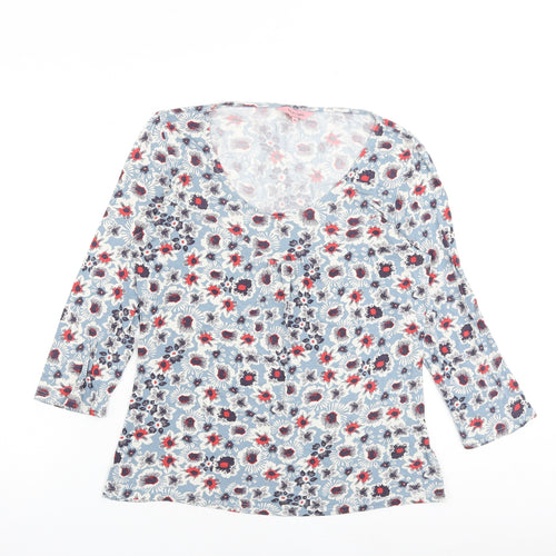 Phase Eight Womens Multicoloured Floral Viscose Basic T-Shirt Size 14 Round Neck