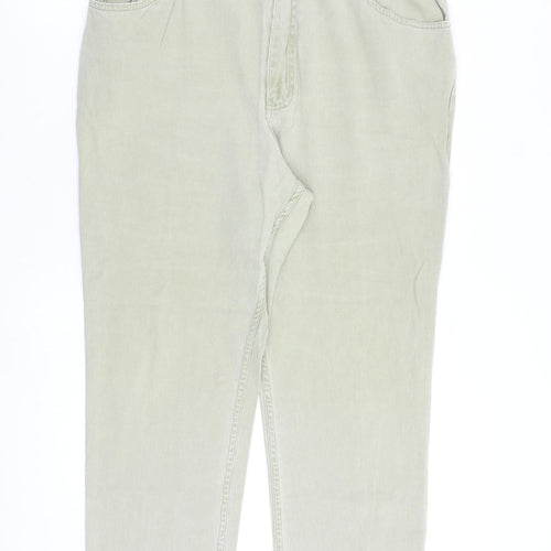 Marks and Spencer Womens Green Cotton Trousers Size 18 L28 in Regular Zip