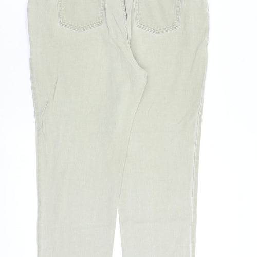 Marks and Spencer Womens Green Cotton Trousers Size 18 L28 in Regular Zip