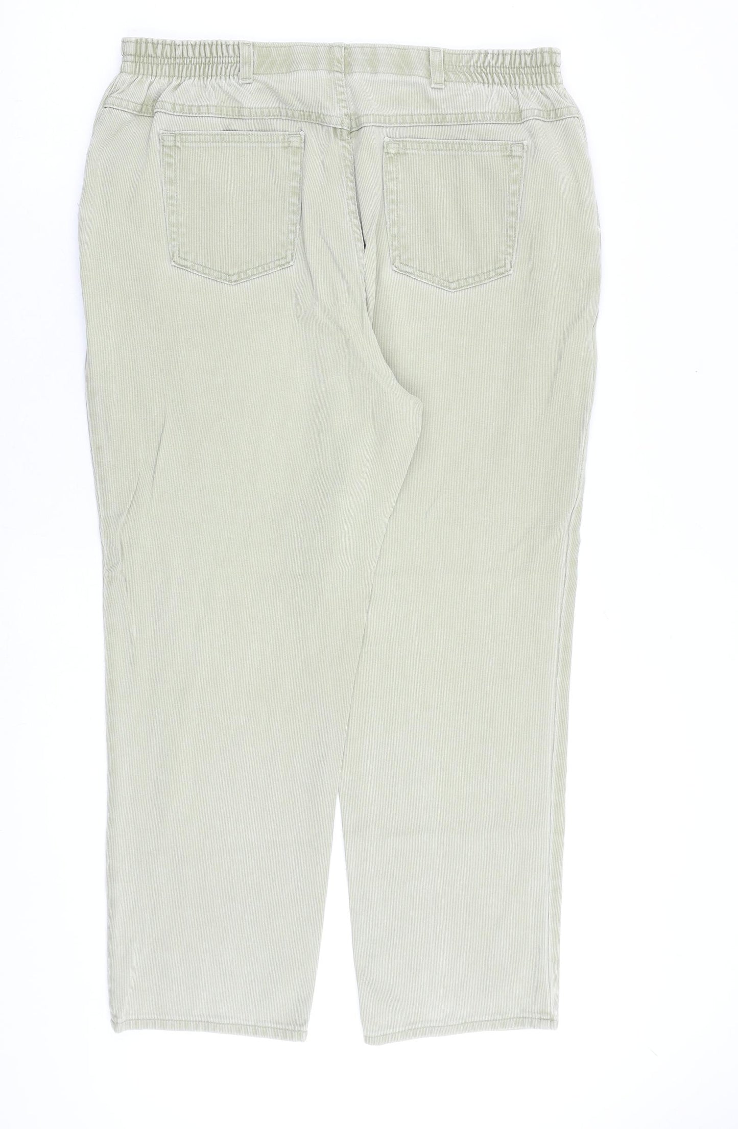 Marks and Spencer Womens Green Cotton Trousers Size 18 L28 in Regular Zip
