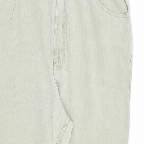 Marks and Spencer Womens Green Cotton Trousers Size 18 L28 in Regular Zip