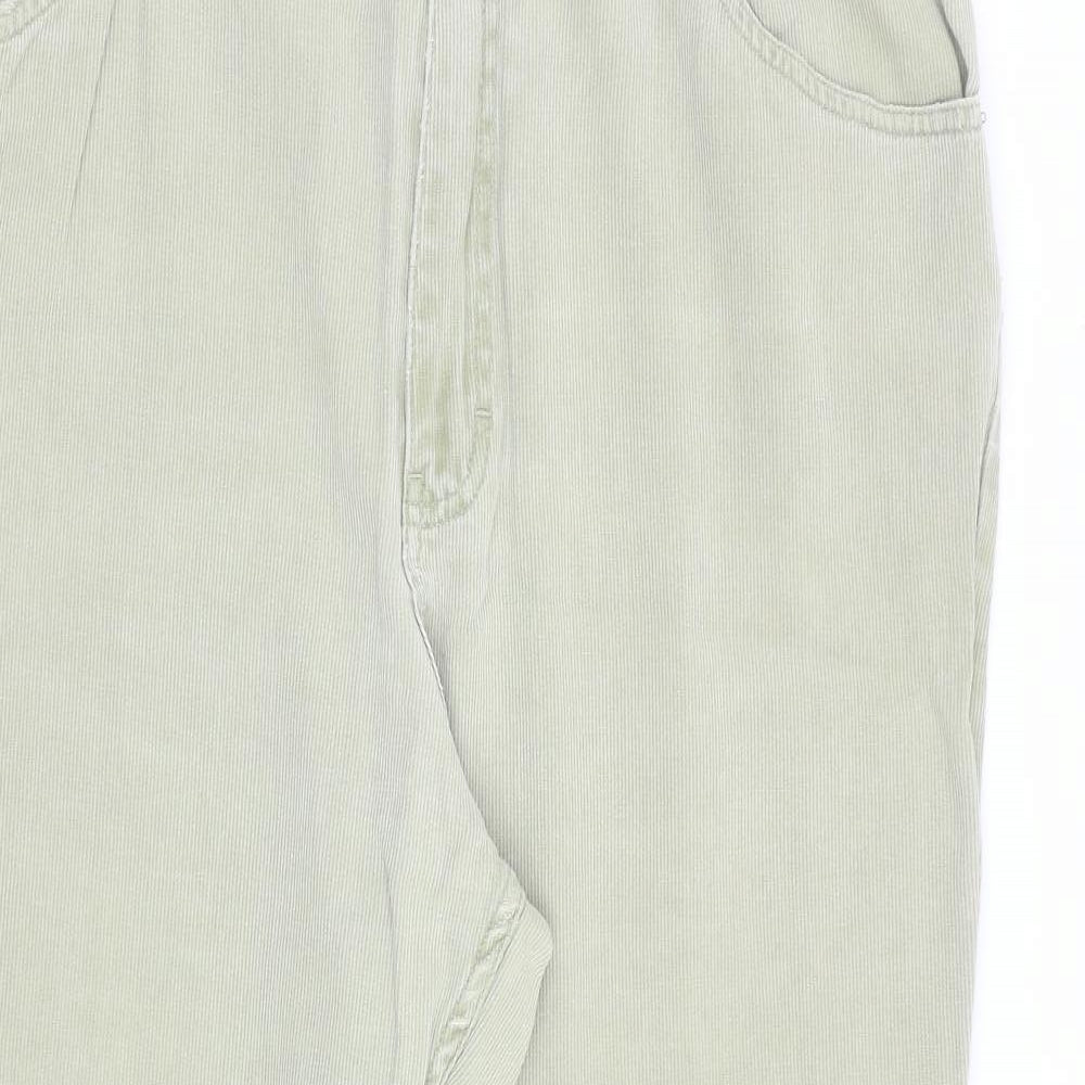 Marks and Spencer Womens Green Cotton Trousers Size 18 L28 in Regular Zip