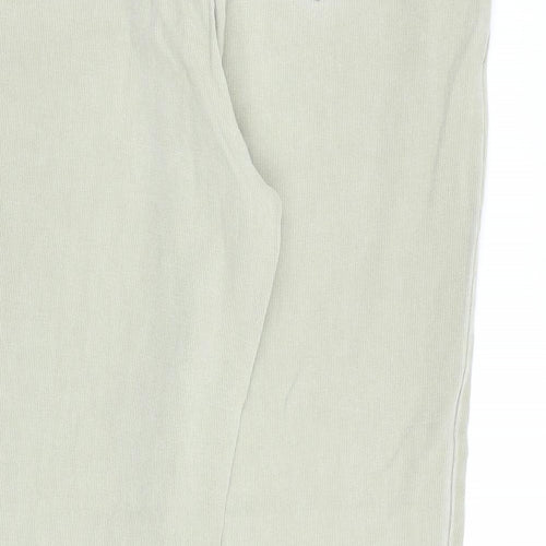 Marks and Spencer Womens Green Cotton Trousers Size 18 L28 in Regular Zip