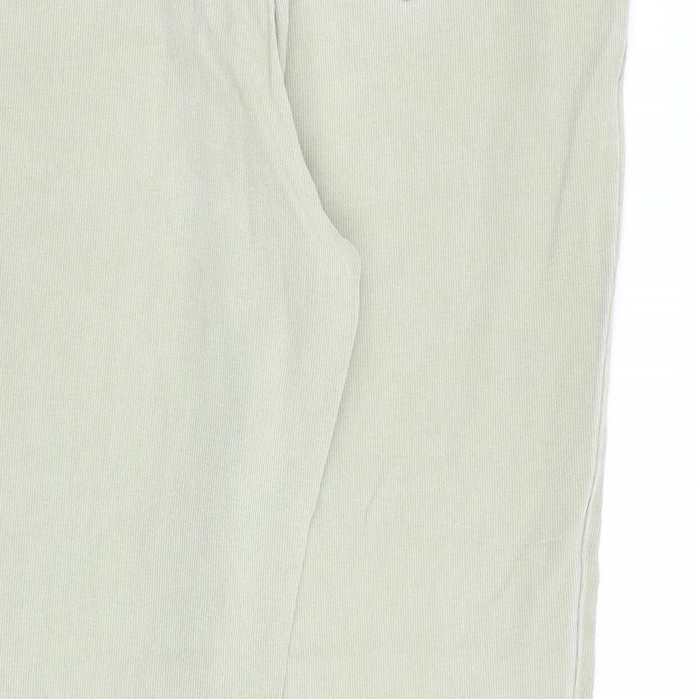 Marks and Spencer Womens Green Cotton Trousers Size 18 L28 in Regular Zip
