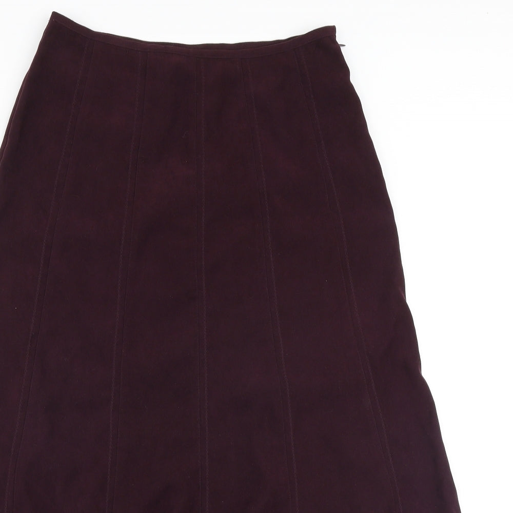 New Look Womens Purple Polyester Swing Skirt Size 12 Zip