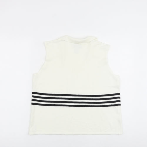 IZOD Womens White Collared Acrylic Vest Jumper Size L