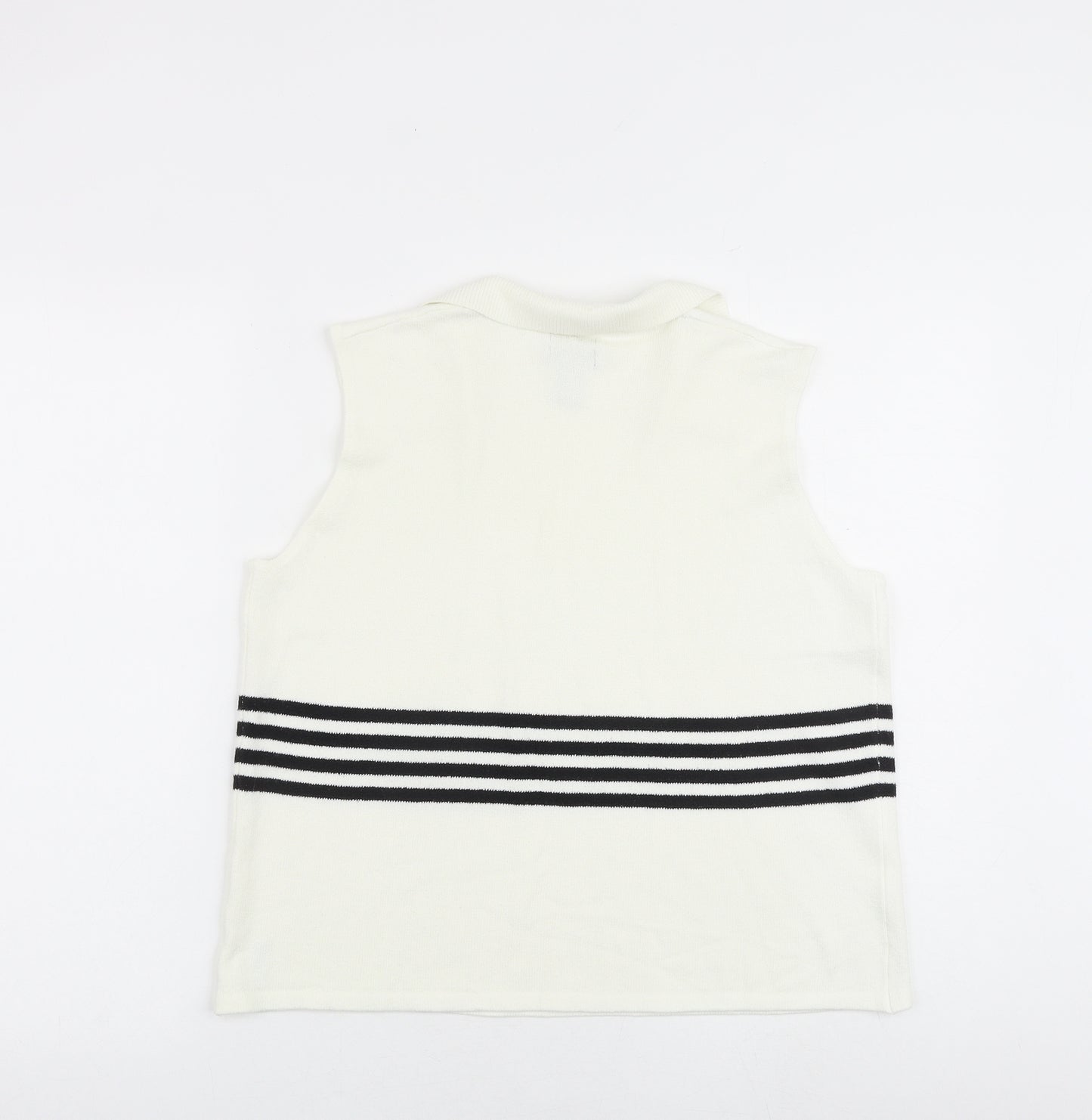 IZOD Womens White Collared Acrylic Vest Jumper Size L