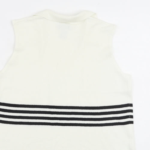 IZOD Womens White Collared Acrylic Vest Jumper Size L
