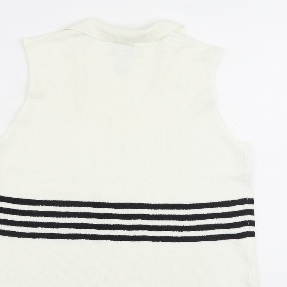 IZOD Womens White Collared Acrylic Vest Jumper Size L