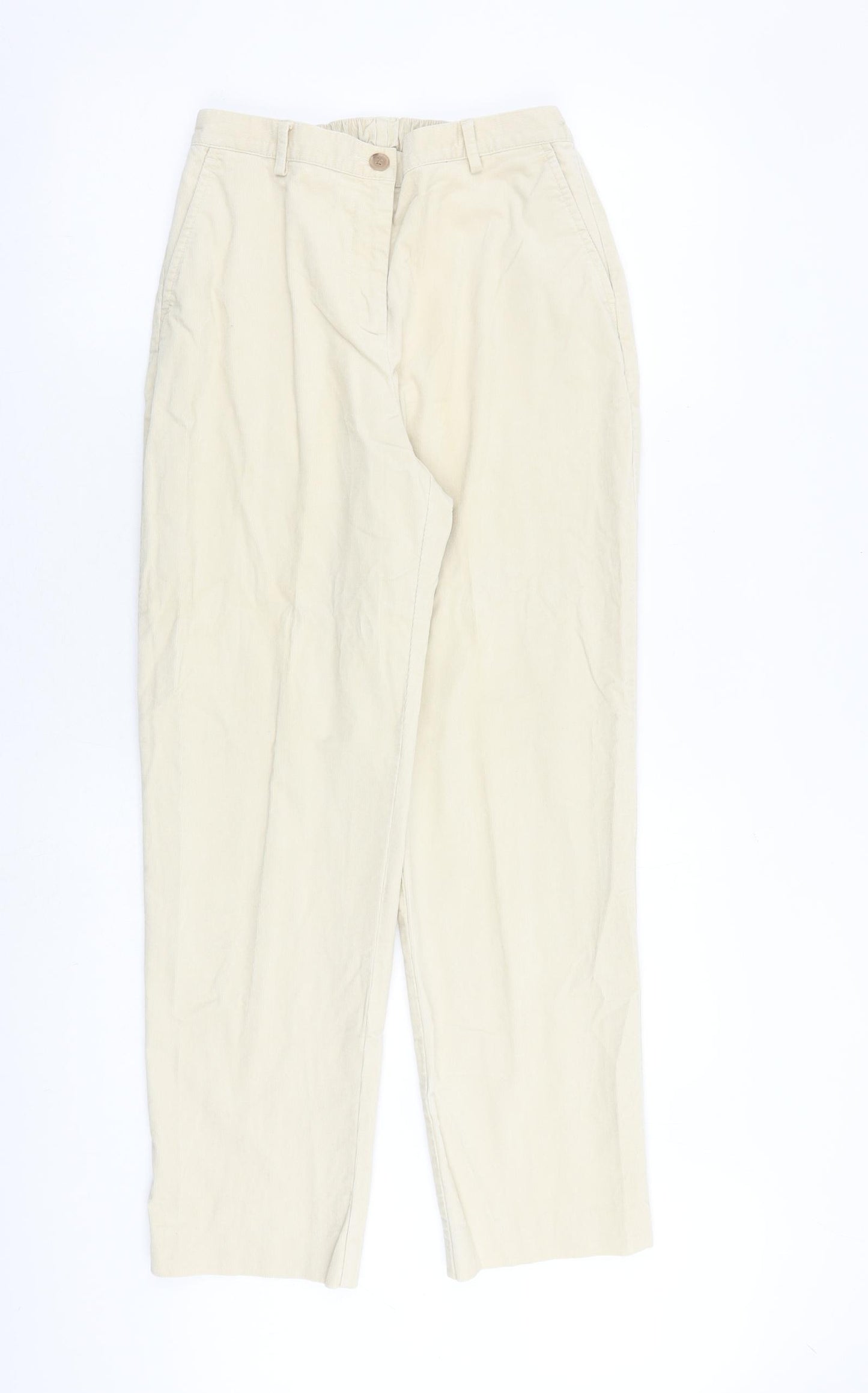 Lands' End Womens Ivory Cotton Trousers Size 4 L28 in Regular Zip