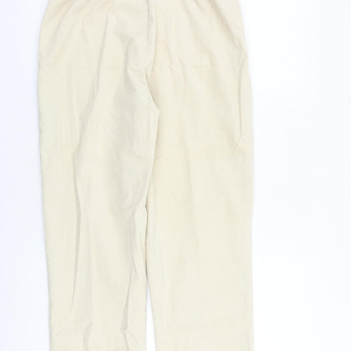 Lands' End Womens Ivory Cotton Trousers Size 4 L28 in Regular Zip