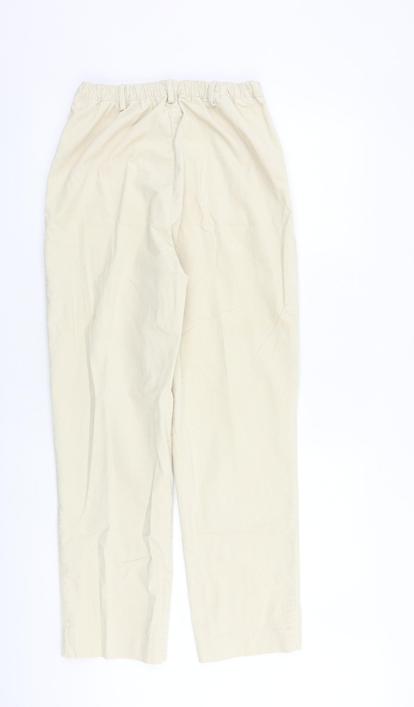 Lands' End Womens Ivory Cotton Trousers Size 4 L28 in Regular Zip