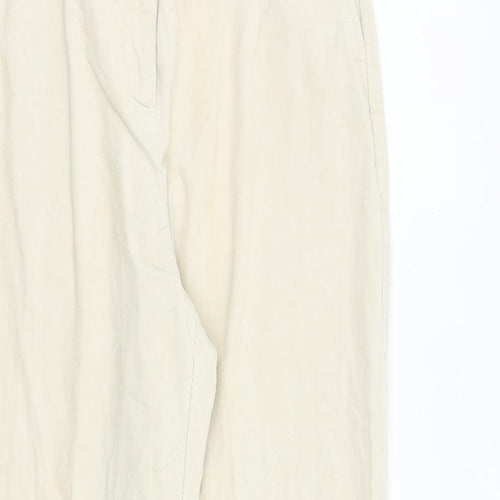 Lands' End Womens Ivory Cotton Trousers Size 4 L28 in Regular Zip