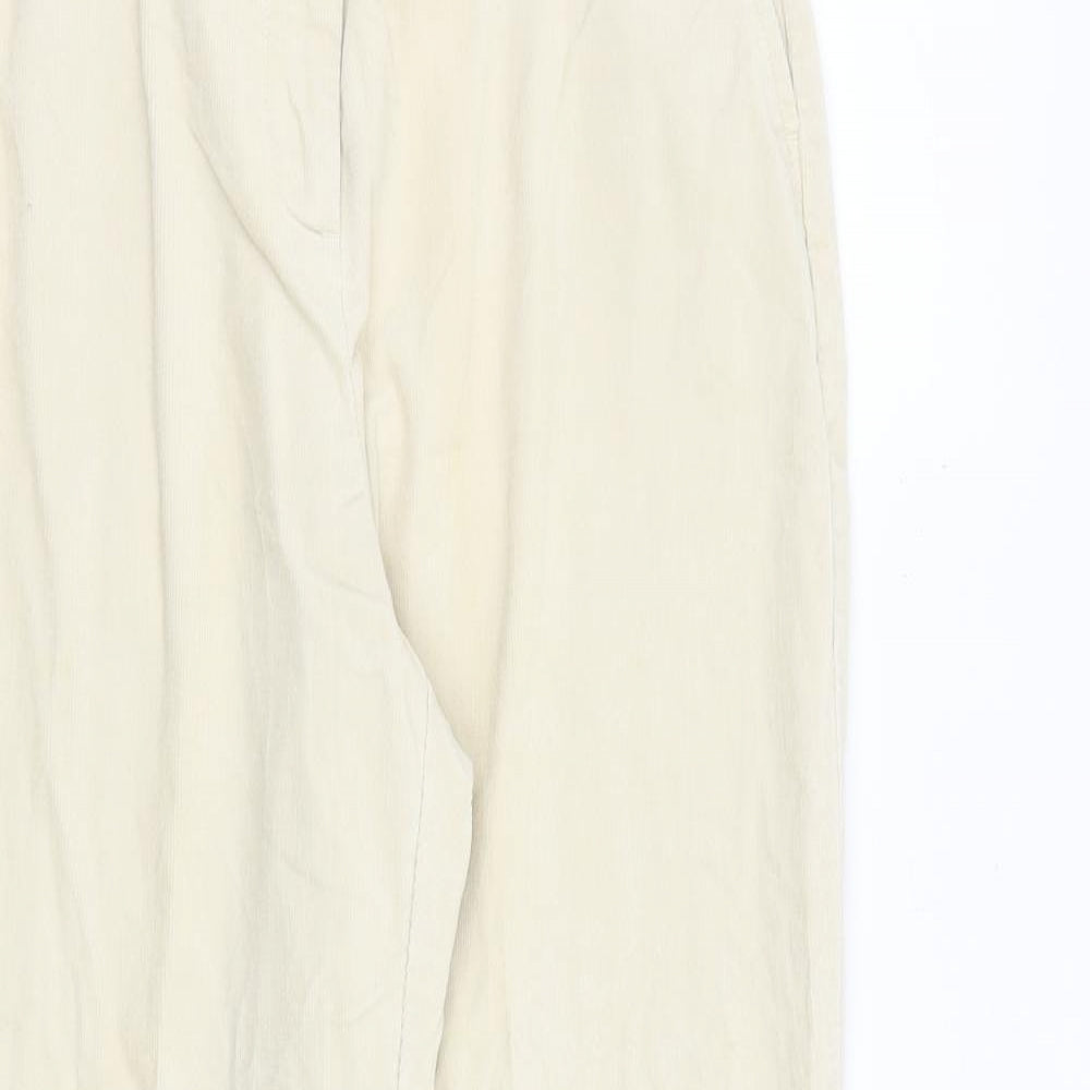 Lands' End Womens Ivory Cotton Trousers Size 4 L28 in Regular Zip