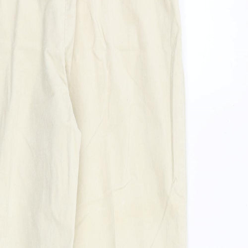 Lands' End Womens Ivory Cotton Trousers Size 4 L28 in Regular Zip