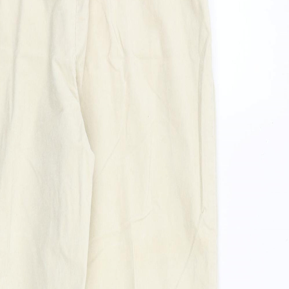Lands' End Womens Ivory Cotton Trousers Size 4 L28 in Regular Zip