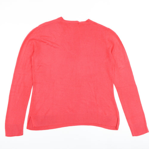 Marks and Spencer Womens Pink V-Neck Acrylic Pullover Jumper Size 12