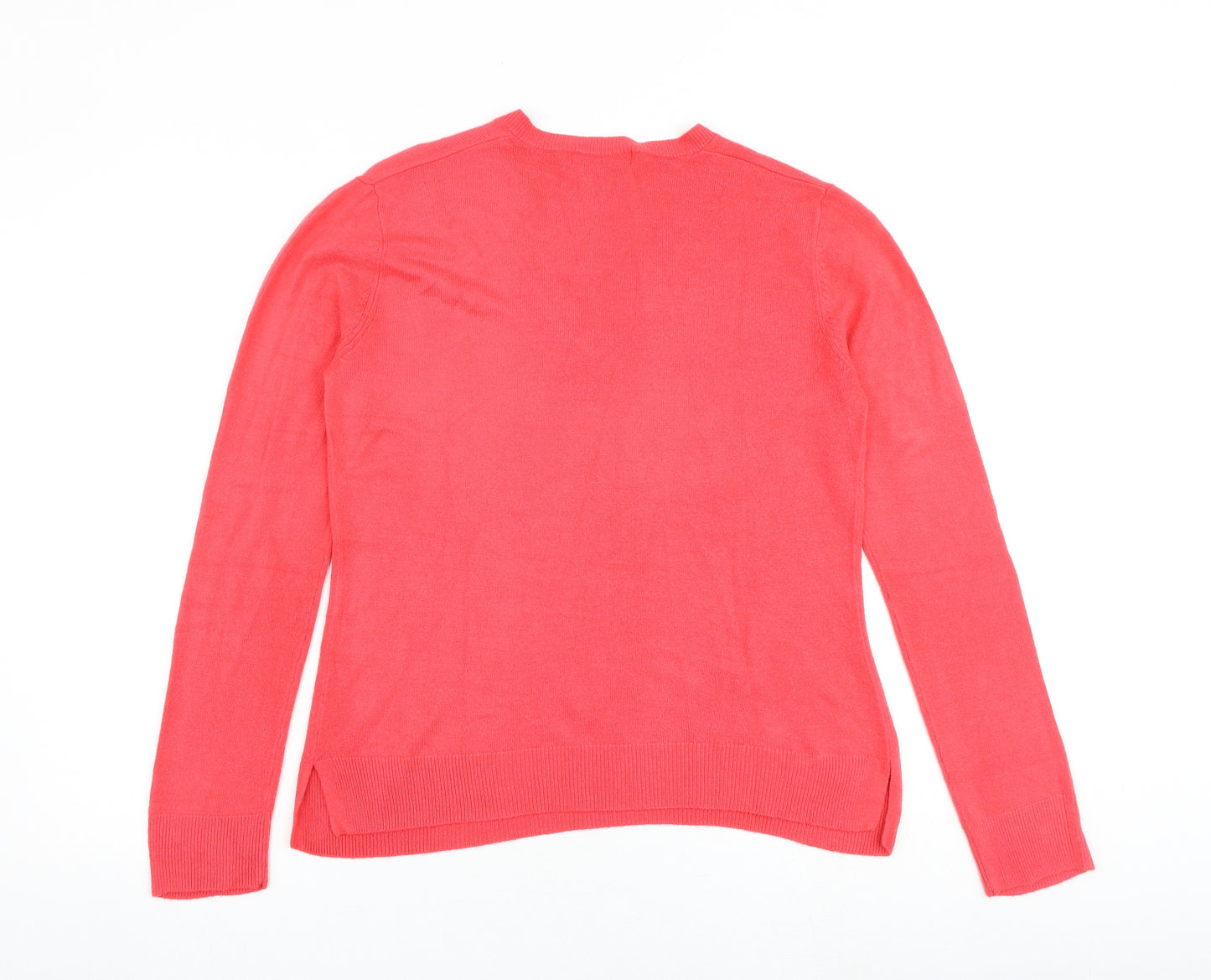 Marks and Spencer Womens Pink V-Neck Acrylic Pullover Jumper Size 12