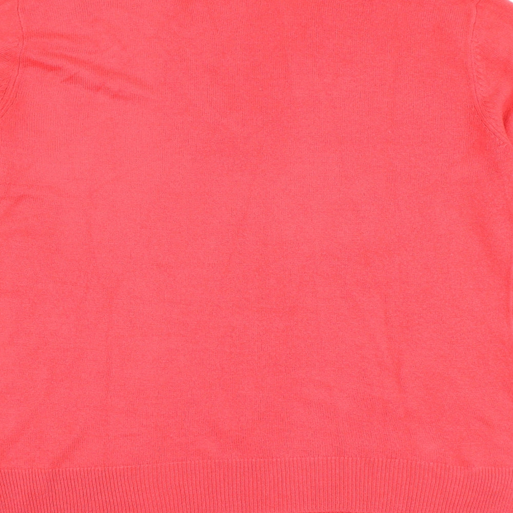 Marks and Spencer Womens Pink V-Neck Acrylic Pullover Jumper Size 12