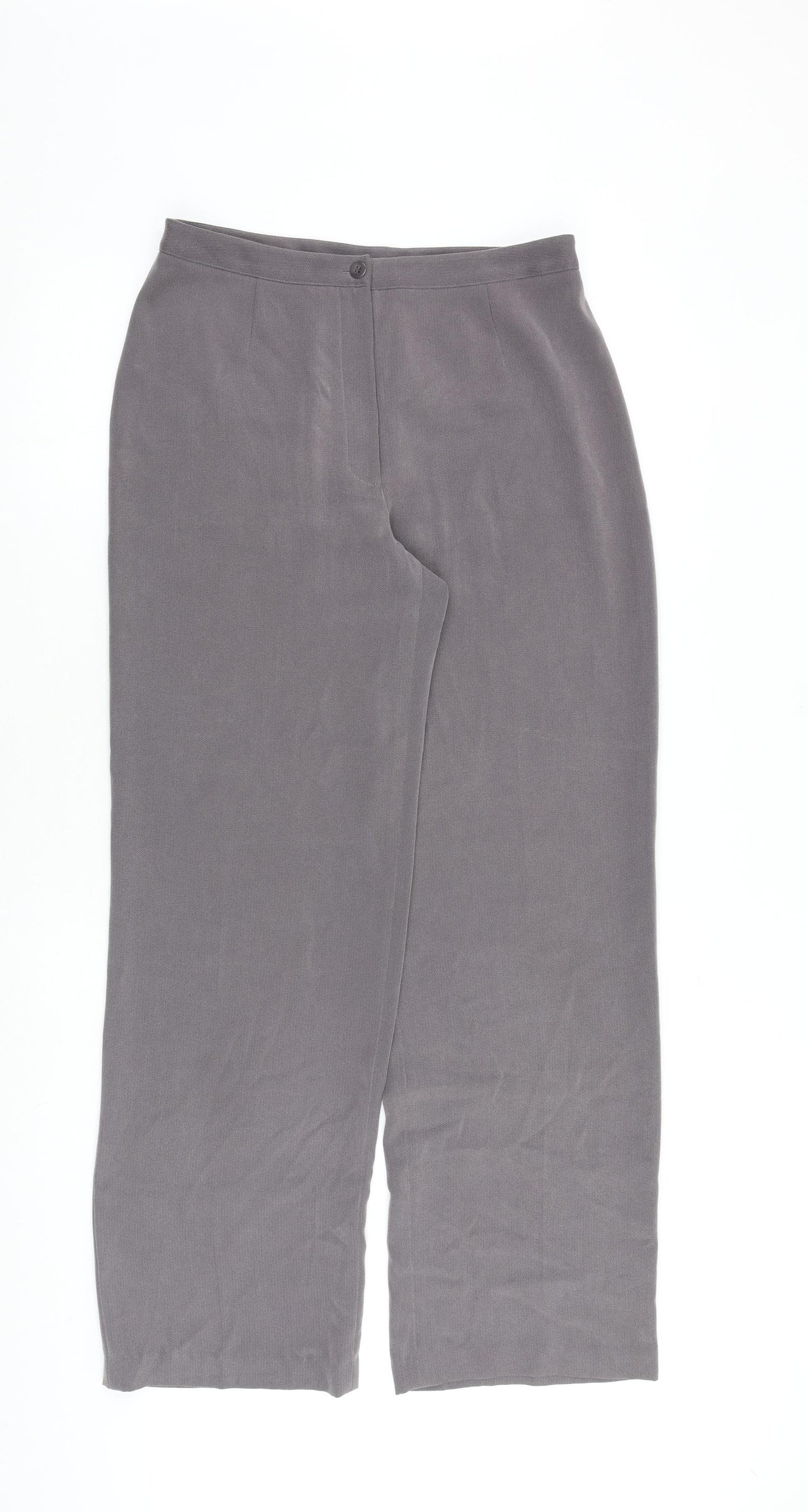 Marks and Spencer Womens Grey Polyester Trousers Size 12 L30 in Regular Zip