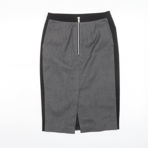 Warehouse Womens Grey Polyester Straight & Pencil Skirt Size 8 Zip