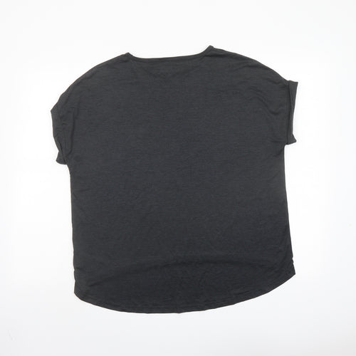USA Pro Womens Grey Polyester Basic T-Shirt Size 14 Round Neck Pullover