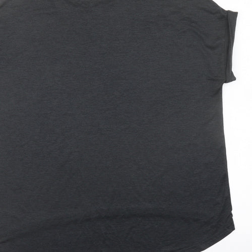 USA Pro Womens Grey Polyester Basic T-Shirt Size 14 Round Neck Pullover