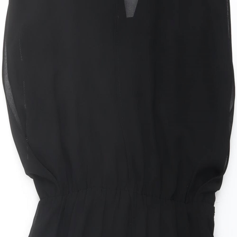 Warehouse Womens Black Polyester Mini Size 10 V-Neck Pullover