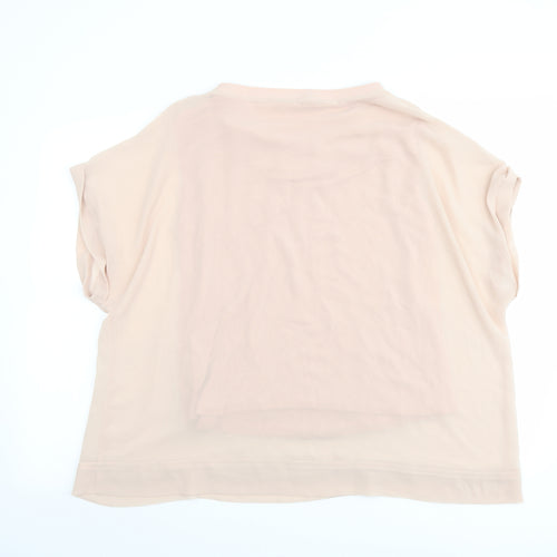 Zara Womens Pink Polyester Basic Blouse Size L Round Neck
