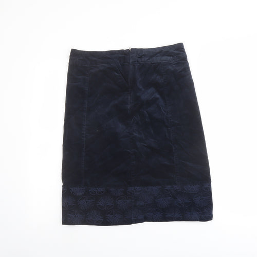 White Stuff Womens Blue Cotton A-Line Skirt Size 10 Zip
