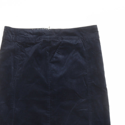 White Stuff Womens Blue Cotton A-Line Skirt Size 10 Zip