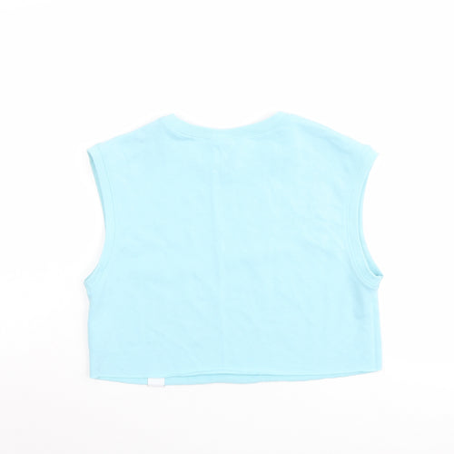 H&M Womens Blue Cotton Cropped T-Shirt Size XS Crew Neck