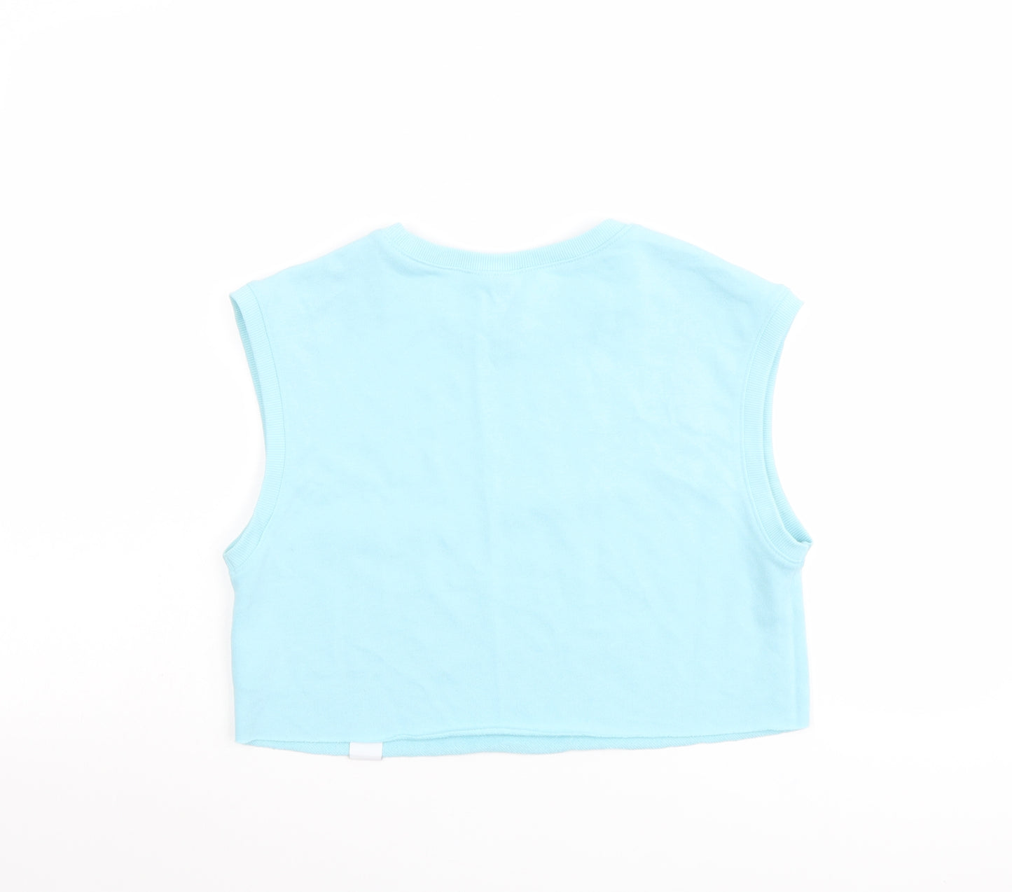H&M Womens Blue Cotton Cropped T-Shirt Size XS Crew Neck