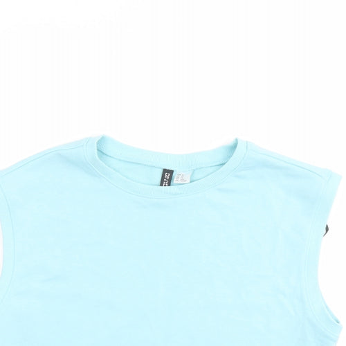 H&M Womens Blue Cotton Cropped T-Shirt Size XS Crew Neck