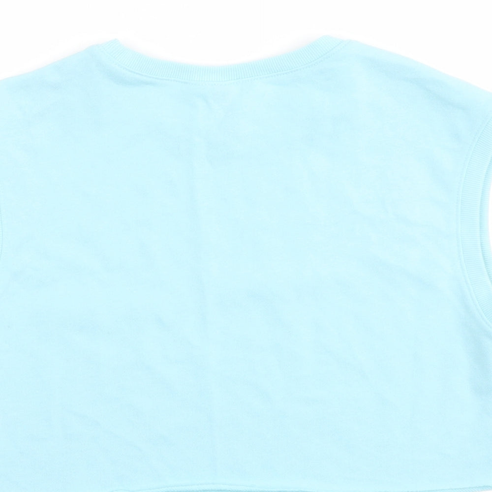 H&M Womens Blue Cotton Cropped T-Shirt Size XS Crew Neck