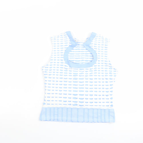RAYURE Womens Blue Polyamide Cropped Blouse Size 10 Scoop Neck - Textured