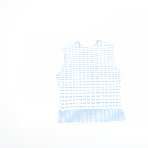 RAYURE Womens Blue Polyamide Cropped Blouse Size 10 Scoop Neck - Textured