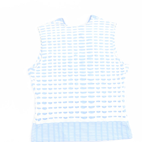 RAYURE Womens Blue Polyamide Cropped Blouse Size 10 Scoop Neck - Textured
