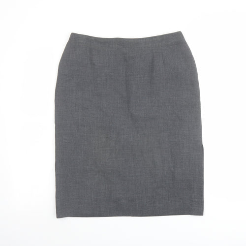 Marks and Spencer Womens Grey Polyester Straight & Pencil Skirt Size 12 Zip