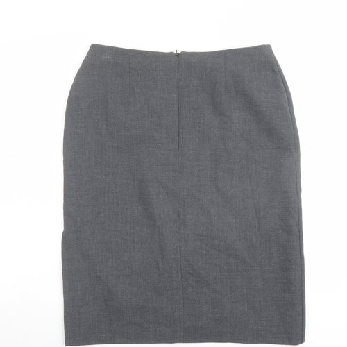 Marks and Spencer Womens Grey Polyester Straight & Pencil Skirt Size 12 Zip